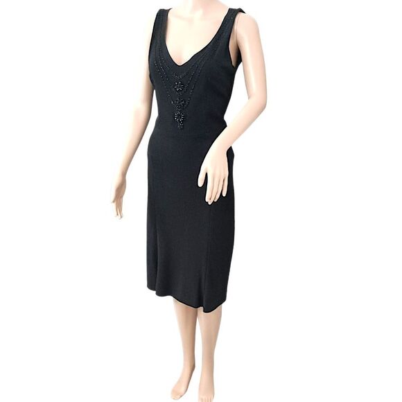 Moschino Beaded Party Dress Sz 6 S Cheap Chic Black Drop Waist‎ Elegant LBD READ - Picture 8 of 16